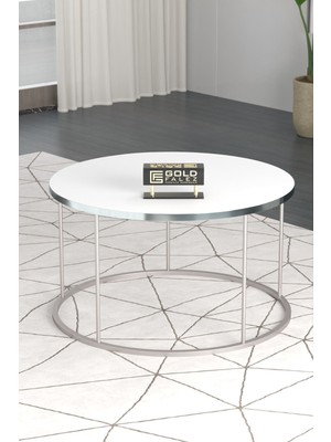 Sepetink Orta Sehpa ve Zigon Sehpa Terra Gümüş Beyaz