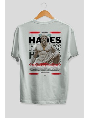 Ankhises Hades 2 Mitoloji Arka Baskılı Oversize T-Shirt Erkek Kadın Pamuk Bisiklet Yaka Tişort