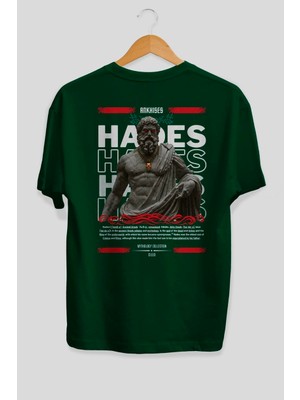 Ankhises Hades 3 Mitoloji Arka Baskılı Oversize T-Shirt Erkek Kadın Pamuk Bisiklet Yaka Tişort