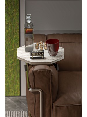 Sepetink Yan Sehpa Ayarlanabilir Tepsi Dekoratif Modern Tepsi Sekizgen Efes