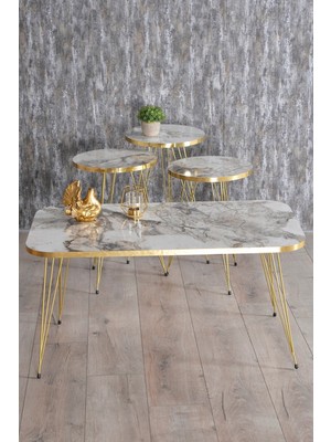 Sepetink Zigon Sehpa ve Orta Sehpa Kr Set Gold Efes Tel