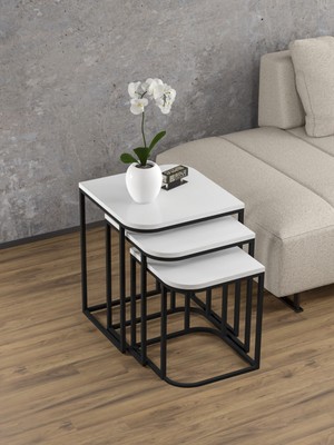 Sepetink Zigon Sehpa Damla Beyaz