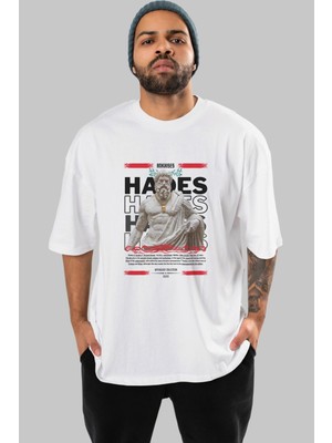 Ankhises Hades 2 Mitoloji Ön Baskılı Oversize T-Shirt Erkek Kadın Pamuk Bisiklet Yaka Tişort