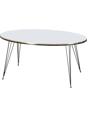 Sepetink Orta Sehpa Elips Siyah Tel Ayak Çift Altın Beyaz