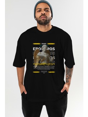 Ankhises Eros Mitoloji Ön Baskılı Oversize T-Shirt Erkek Kadın Pamuk Bisiklet Yaka Tişort