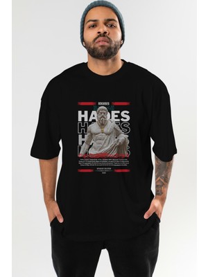 Ankhises Hades 2 Mitoloji Ön Baskılı Oversize T-Shirt Erkek Kadın Pamuk Bisiklet Yaka Tişort
