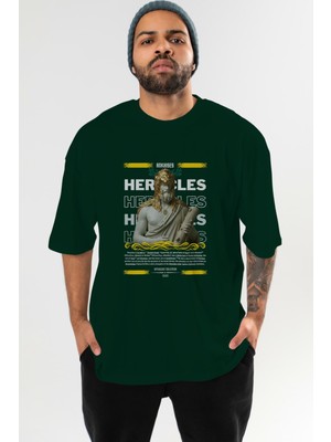 Ankhises Heracles 1 Mitoloji Ön Baskılı Oversize T-Shirt Erkek Kadın Pamuk Bisiklet Yaka Tişort