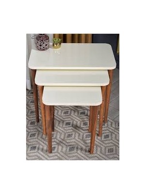 Sepetink Zigon Sehpa Ahşap Kr Torna Ayak Krem