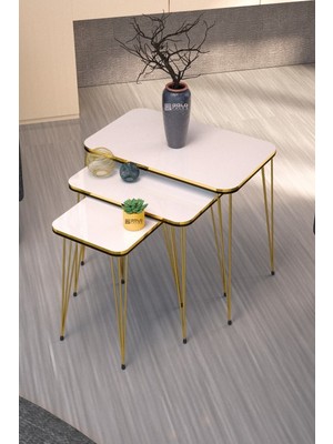 Sepetink Zigon Sehpa Kr Çift Gold Beyaz Tel