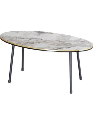 Sepetink Orta Sehpa Elips Siyah Metal Ayak Çift Altın Efes