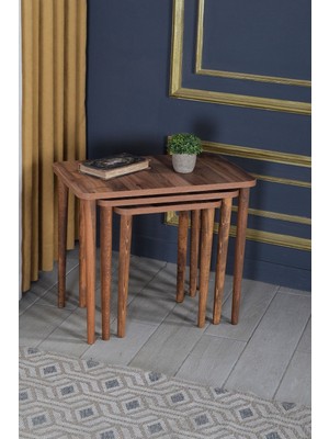 Sepetink Zigon Sehpa Ahşap Torna Ayak Ceviz Kr 2067