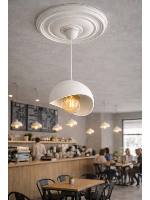 Ferisa Home Modern Beton Görünümlü Tekli Sarkıt Avize E27 Ampul Hediyeli – Salon Mutfak Ofis Aydınlatma