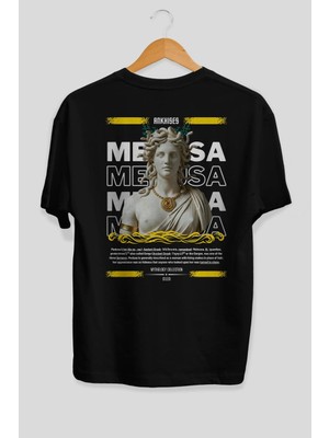 Ankhises Medusa 3 Mitoloji Arka Baskılı Oversize T-Shirt Erkek Kadın Pamuk Bisiklet Yaka Tişort