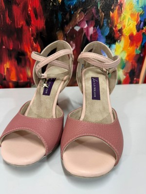 Gül Kurusu - Model Latin-Salsa-Tango Dans ve Salon Ayakkabıs 7,5 cm 11 Pont Kadeh Model Kapalı Topuk