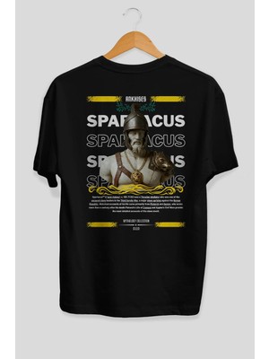 Ankhises Spartacus 2 Mitoloji Arka Baskılı Oversize T-Shirt Erkek Kadın Pamuk Bisiklet Yaka Tişort