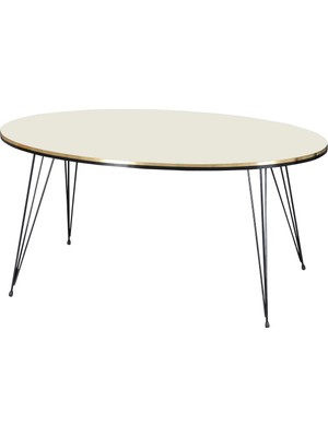 Sepetink Orta Sehpa Elips Siyah Tel Ayak Çift Altın Krem