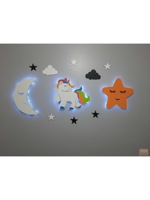 Renkli Led'li Çocuk Odası Duvar Dekoru ve Gece Lambası