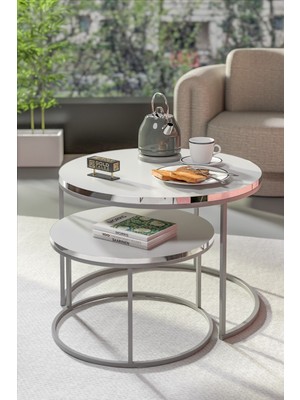 Sepetink Orta Sehpa Ikili Lüx Specıal Gümüş Beyaz