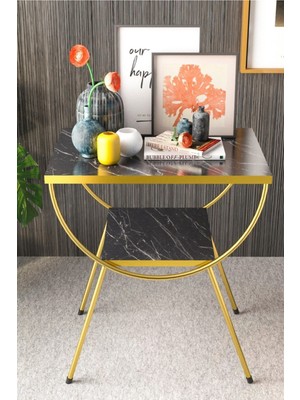 Sepetink Yan Sehpa Komodin Metal Ayak Gold Bendir