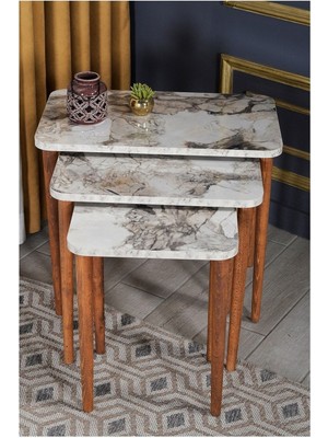 Sepetink Zigon Sehpa Ahşap Torna Ayak Kare -1002