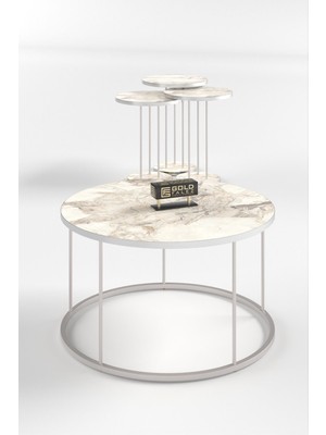 Sepetink Orta Sehpa ve Zigon Sehpa Terra Set Gümüş Efes