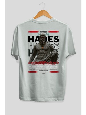 Ankhises Hades 3 Mitoloji Arka Baskılı Oversize T-Shirt Erkek Kadın Pamuk Bisiklet Yaka Tişort