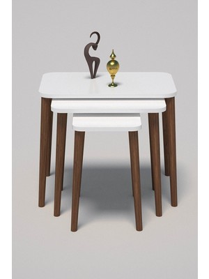 Sepetink Zigon Sehpa Ahşap Torna Ayak Beyaz Kr 1000