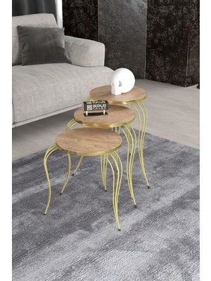 Sepetink Zigon Sehpa Lükens Gold Atlantik Çam