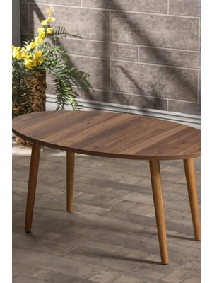 Sepetink Orta Sehpa Elips  Torna Ayak  Ceviz Ahşap