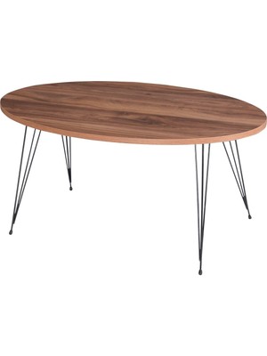 Sepetink Orta Sehpa Elips Siyah Tel Ayak Ceviz