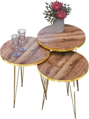 Sepetink Zigon Sehpa Gold Ceviz Tel 1099