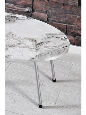 Sepetink Siyah Metal Ayak Çift Altın Krem Orta Sehpa