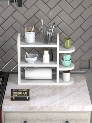 Sepetink Peçetelik Baharatlık Mutfak Raf Beyaz