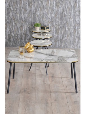 Sepetink Orta Sehpa Kr Siyah Metal Ayak Çift Altın Bendir