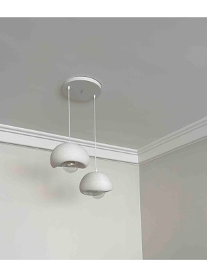 Ferisa Home 2’li Sarkıt Avize Beyaz Beton Görünümlü Modern Pinterest Tarzı E27 Ampul Hediyeli