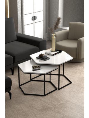 Sepetink Orta Sehpa Altıgen Ikili Lüx Beyaz