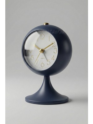 KaktüsKedi Dekoratif Modern Ayaklı Metal Masa Saati - Retro Tasarım Küre Çalar Saat