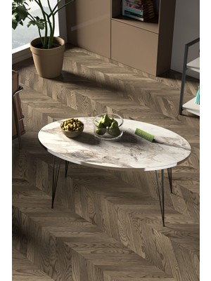 Sepetink Orta Sehpa Elips Siyah Tel Ayak Gümüş Efes