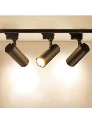 Siyah Kasa Günışığı 3'lü 360° Dönen LED Ray Spot Lamba 1m Raylı Sistem
