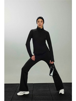 Defacto Flare Fıt Beli Saran Sporcu Siyah Kadın Pantolon C9192AX/BK81