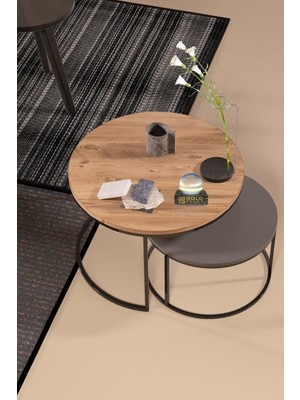 Sepetink Orta Sehpa Ikili Lüx Specıal Antrasit Gri - Ceviz