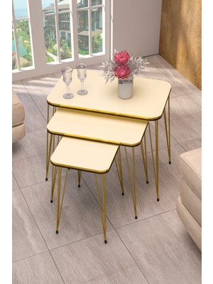 Sepetink Zigon Sehpa Kr Çift Gold Krem Tel