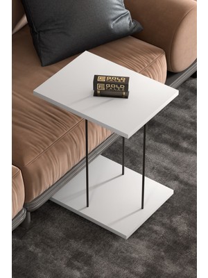 Sepetink Yan Sehpa Tekerlekli Servis Sehpası Hnd Dikdörtgen Beyaz