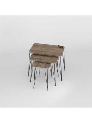 Sepetink Zigon Sehpa Kr Gümüş Ceviz Tel Siyah Ayak