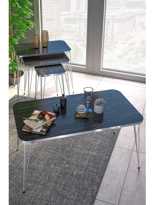 Sepetink Zigon Sehpa Kr ve Orta Sehpa Kr Set Gümüş Bendir Tel