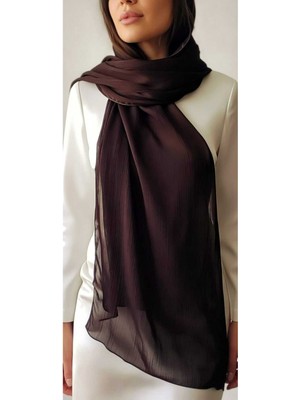 Moda Nur Modanur Şifon Kumaş, Çift Kat, Kahverengi Renk . Ölçü 1.85 * 70 cm