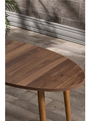 Sepetink Orta Sehpa Ahşap Torna Ayak Elips Ceviz