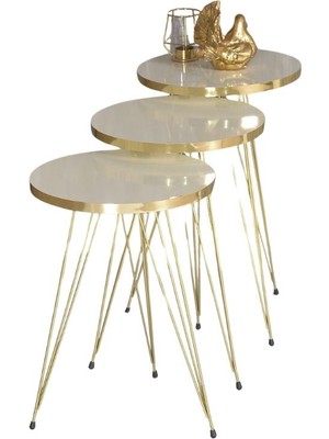 Sepetink Zigon Sehpa Gold Krem Tel 1044