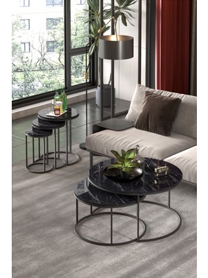 Sepetink Orta Sehpa ve Zigon Sehpa Set Ikili Lüx C Zigon Bendir