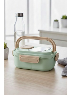 KaktüsKedi Kilitli 6 Bölmeli Taşıma Kulplu Yemek Kabı - 2 Katlı Sızdırmaz Yemek Saklama Kabı